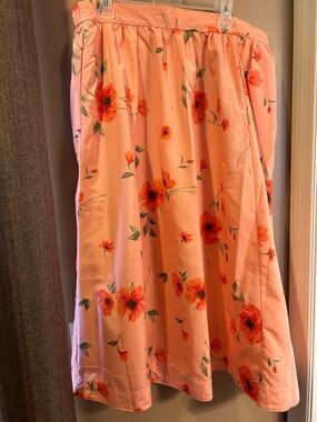 Old Navy Peach Midi Skirt with Orange Floral Print